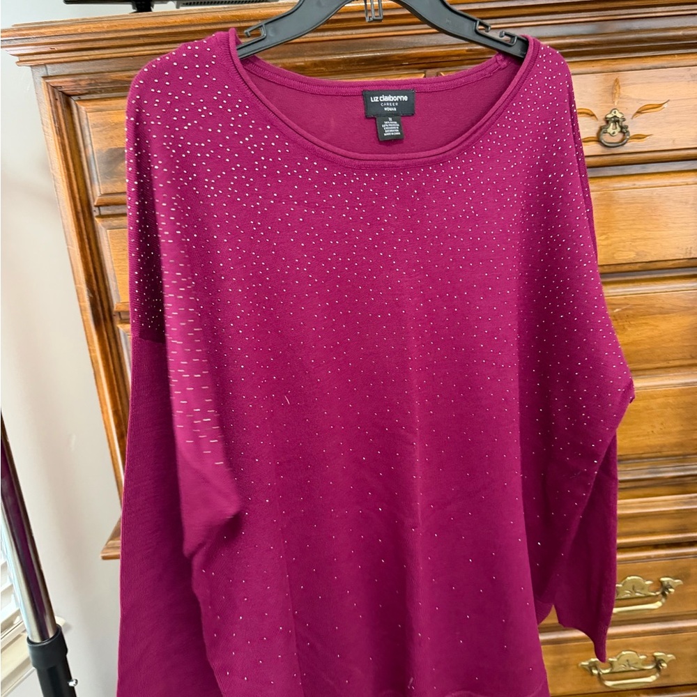 Liz Claiborne Women's Purple Studded Top